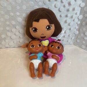 Dora the Explorer 🌎Talking doll with baby brother & sister dolls